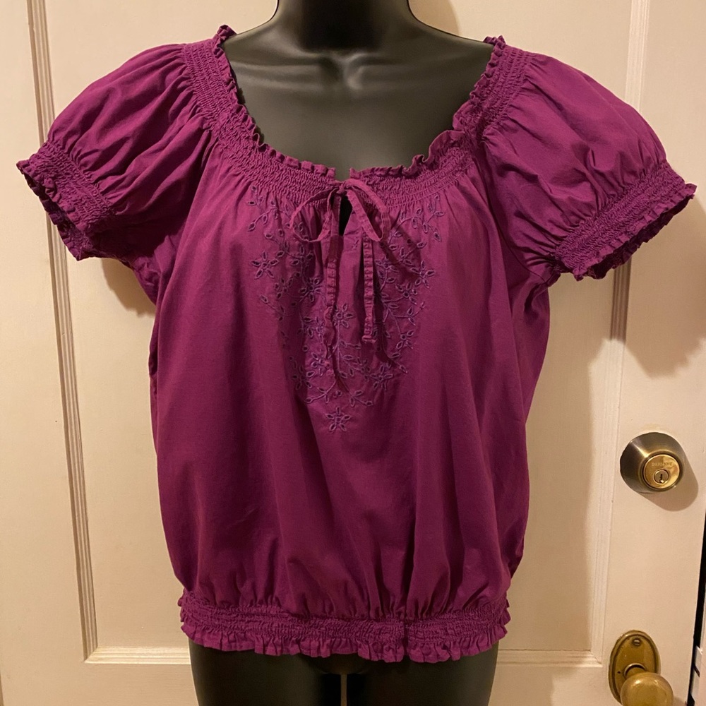 St. John’s Bay Purple Pull-on Blouse, Size Medium